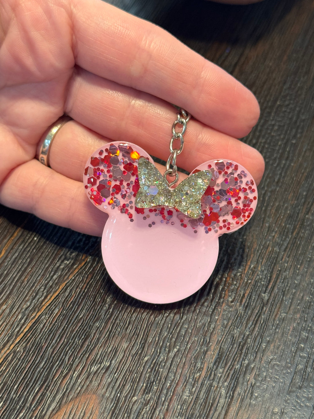 Mouse Head With Bow Keychain