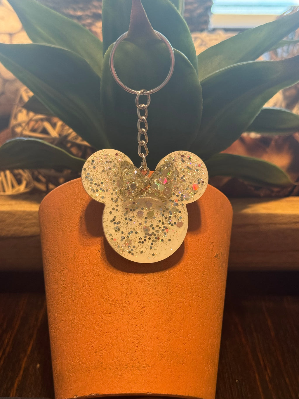 Mouse Head With Bow Keychain