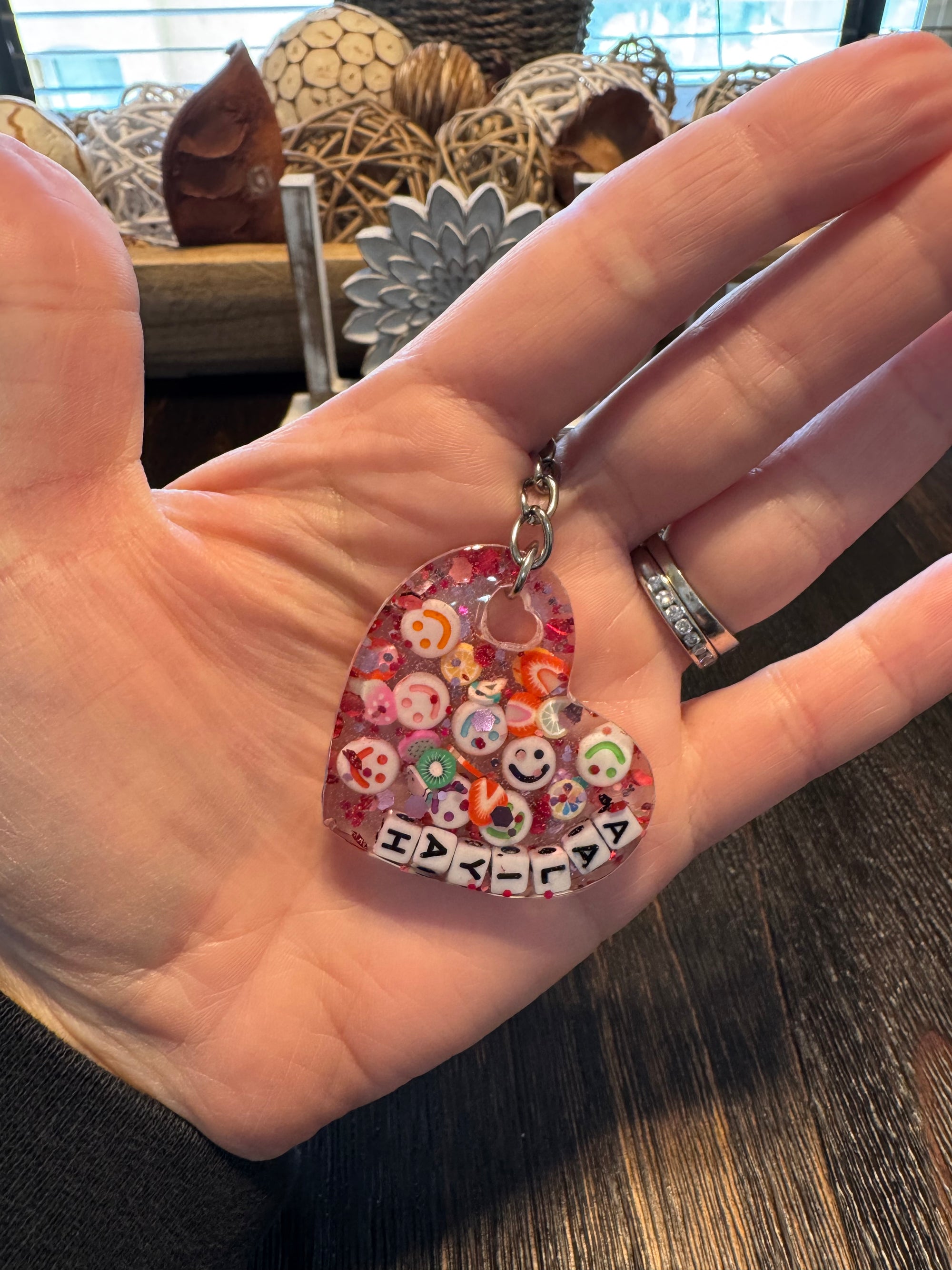 Heart keychain with name