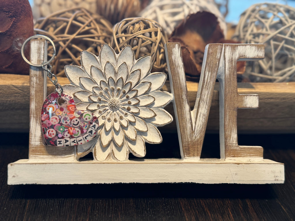 Heart keychain with name