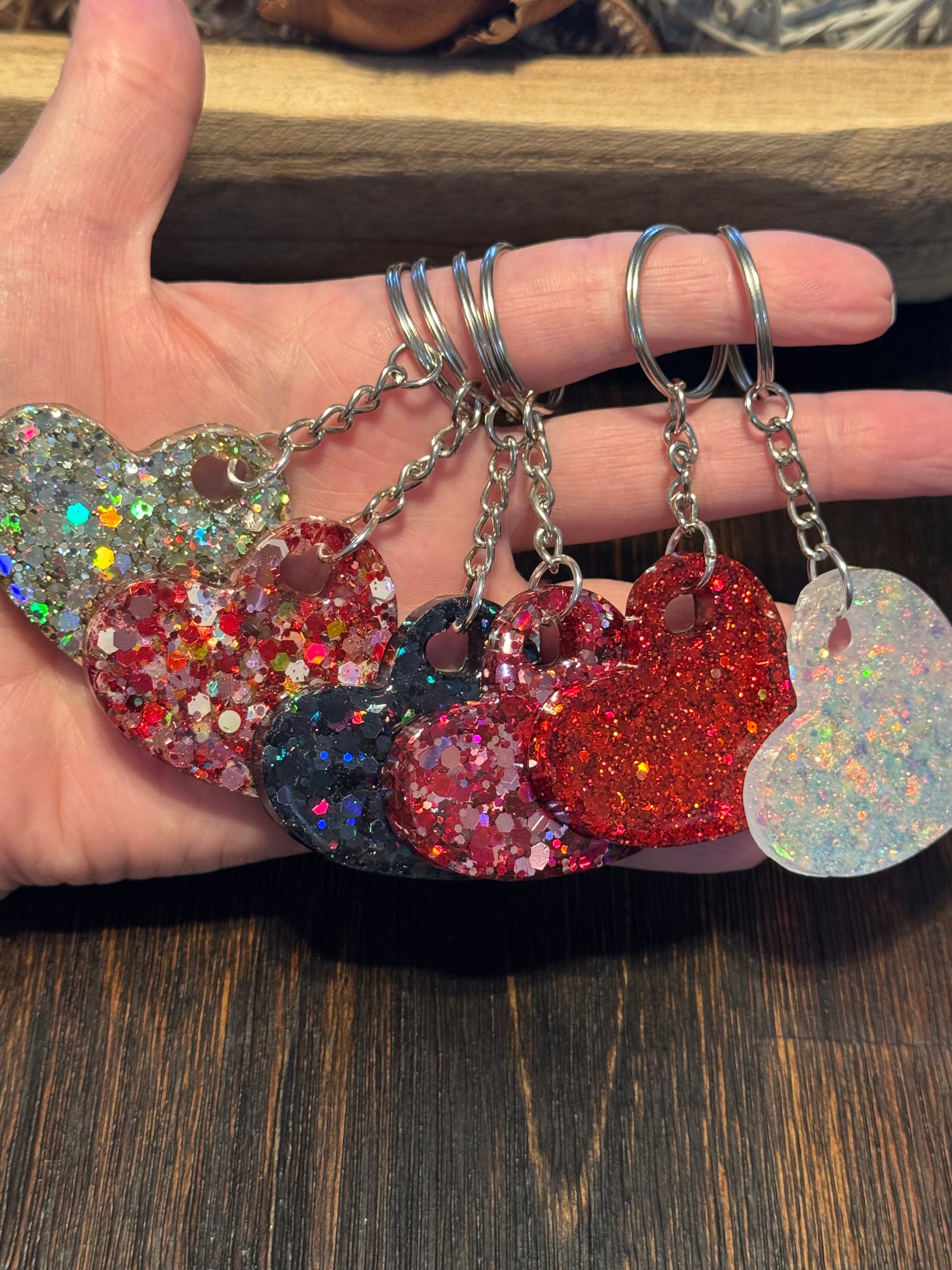 Black Glittery Heart Keychain