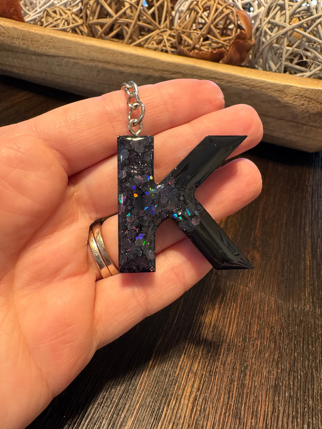 Sparkly Black Keychain