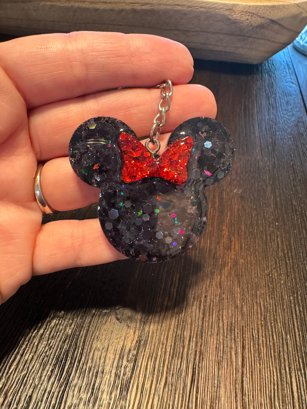 Mouse Head With Bow Keychain