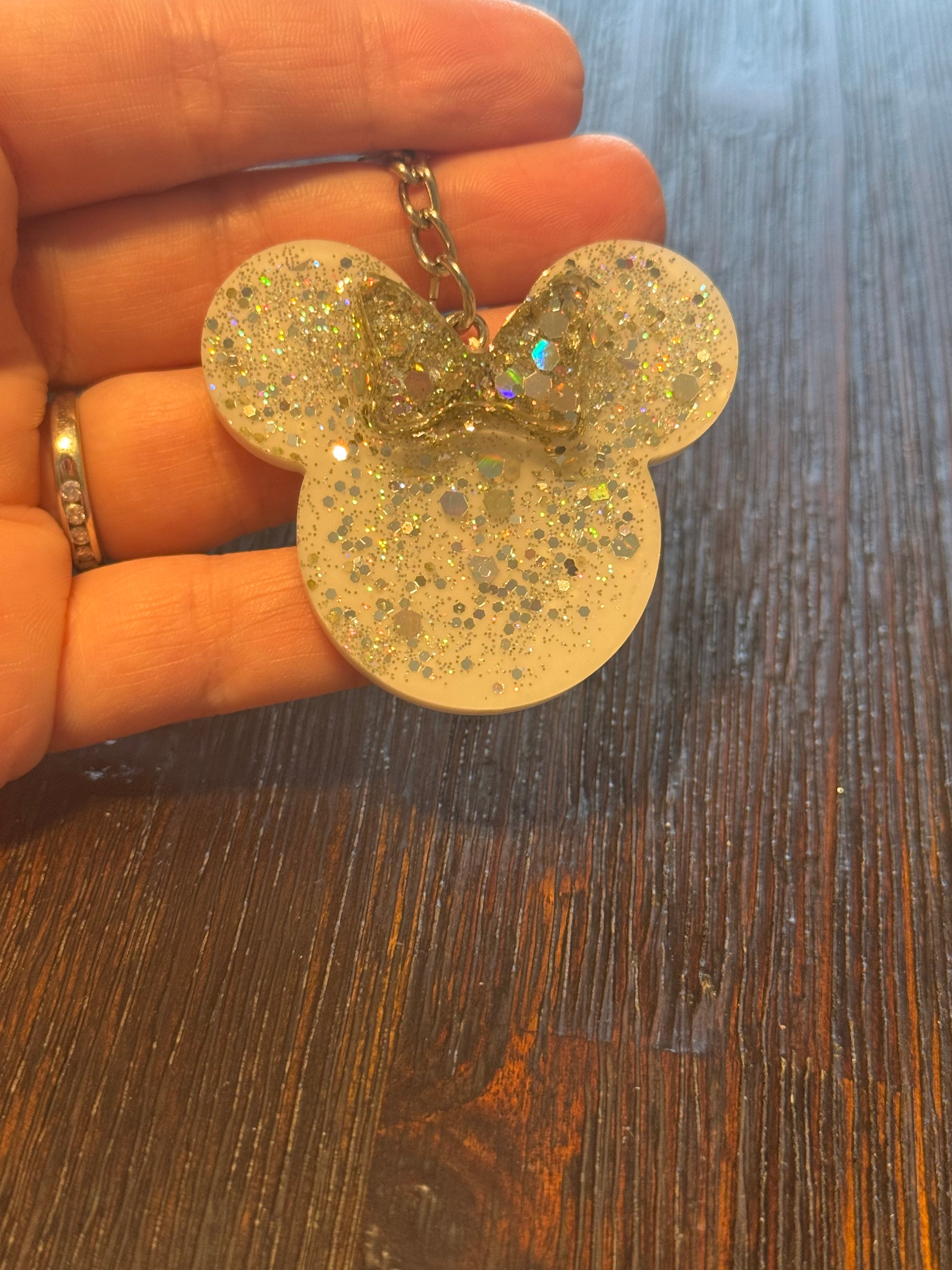 Mouse Head With Bow Keychain