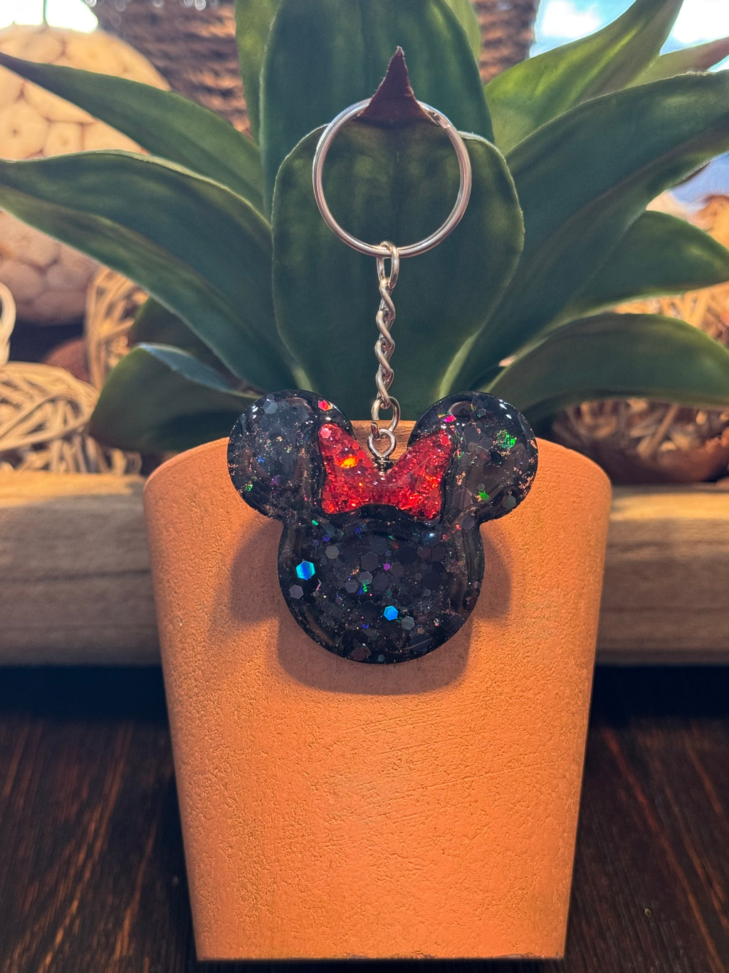 Mouse Head With Bow Keychain