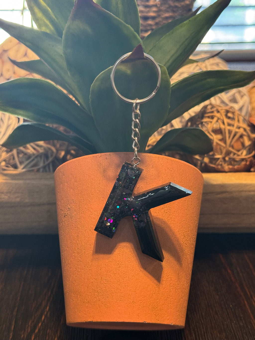 Sparkly Black Keychain