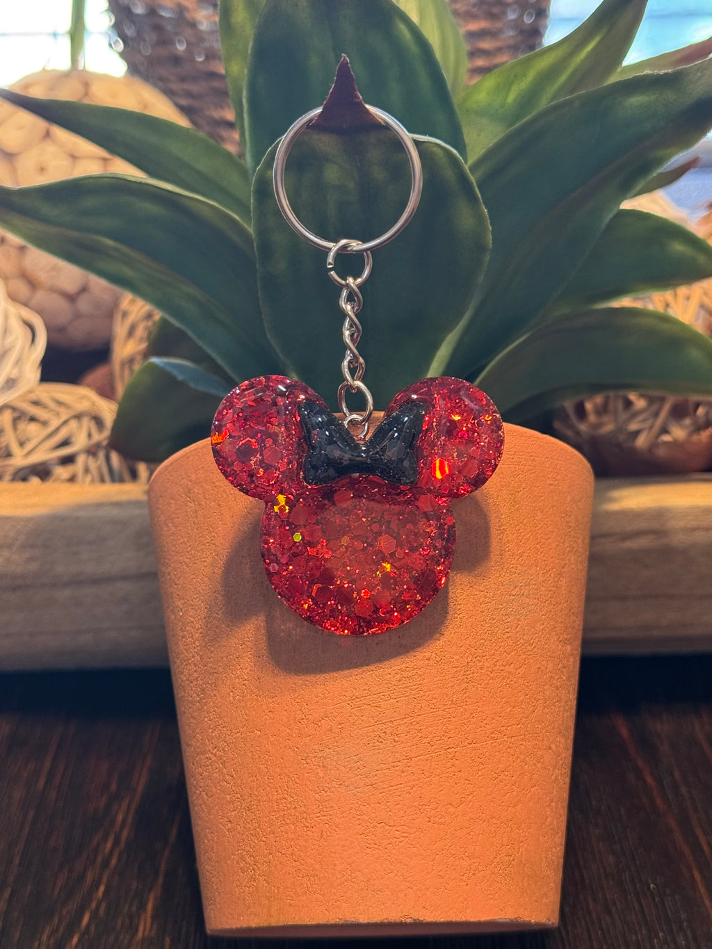 Mouse Head With Bow Keychain